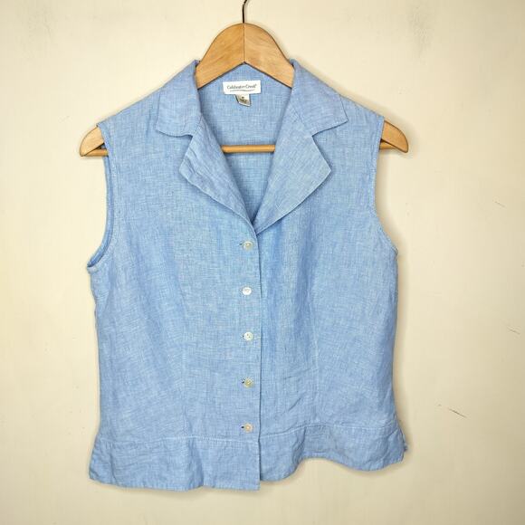 Coldwater Creek Linen Sleeveless Shirt Button Up - Picture 1 of 11